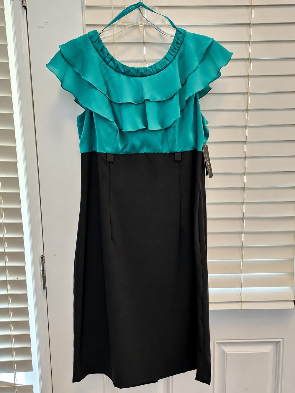Alyx Teal & Black Ruffle Bodice Midi Dress